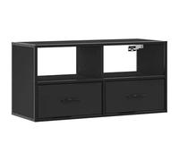 vidaXL Mueble de TV Metal y Madera de ingeniería Negro 80x31x39,5 cm