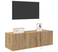 vidaXL Mueble de TV Montado en la Pared 100 x 35 x 31 cm Roble Artisan | Luces LED que destacan tus artículos, Materiales duraderos para que aguante el paso del tiempo,