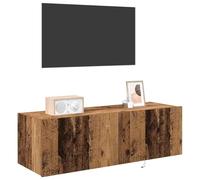 vidaXL Mueble de TV Montado en la Pared 2 pcs Madera Vieja, Mueble moderno para sala, estante de TV rectangular, madera, unidad de almacenamiento dinámica, diseño estiloso