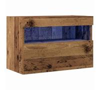 vidaXL Mueble de TV Montado en la Pared con LED Madera Envejecida, Almacenamiento para Sala, Mueble Moderno Pared, TV Rectangular, Iluminación Dinámica, Solución Compacta