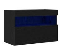 vidaXL Mueble de TV Montado en la Pared Roble Negro 60 x 30 x 40 cm, Almacenamiento para Sala, Mueble Moderno Pared, TV Rectangular, Iluminación Dinámica, Solución Compacta