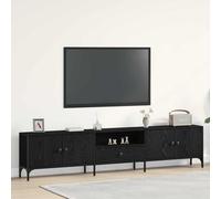 vidaXL Mueble de TV Roble Negro 200 x 25 x 44 cm Madera de ingeniería, Mueble de Sala, bajo Moderno, Almacenamiento, Consola de Medios, Rectangular, Soporte Multifuncional