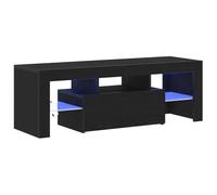 vidaXL Cabinet para TV Moderno de Roble Negro con iluminación LED USB y estanterías amplias | Almacenamiento Elegante para Sala de Estar con diseño Independiente Incluye 1 cajón y 2 estantes