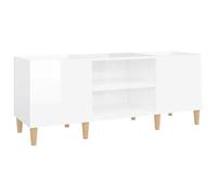vidaXL Mueble Discos Madera contrachapada Blanco Brillo 121x38x48 cm