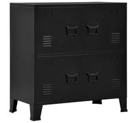 vidaXL Mueble Indutrial con 4 Puertas Mueble Despacho Oficina Armario Malla Cajones Compartimentos Almacenamiento Organizador de Acero Negro