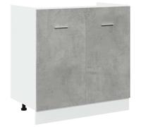 vidaXL Mueble Inferior Lyon, Gris Concreto, 80x46x81,5 cm, Madera de ingeniería, Ideal para Cocina y baño, Armario bajo Fregadero, Montable en Pared, Mueble de Cocina