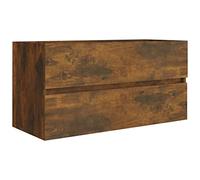 vidaXL Mueble Lavabo Armario Tocador Fregadero Lavamanos Aseo Cuarto de Baño Inodoro Ducha Bañero Madera Contrachapada Roble Ahumado 90x38,5x45cm