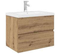 vidaXL Mueble para Lavabo con Lavabo Integrado y Grifo Roble Artesanal, Armario de baño con Lavabo, Mueble de baño, Mueble de Lavabo de baño