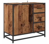 vidaXL Mueble para lavabo de madera y acero, estilo urbano industrial, alto con puerta rectangular con bisagras y mucho espacio