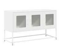 vidaXL Mueble para TV Acero Laminado en frío Blanco 100,5x39x60,5 cm, Soporte de TV, aparador de TV, Mueble de Alta fidelidad, Banco de TV