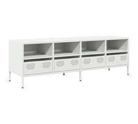 vidaXL Mueble para TV Acero Laminado en frío Blanco 135x39x43,5 cm, Soporte de TV, aparador de TV, Mueble bajo, Banco de TV, Mueble de Metal