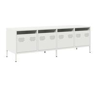vidaXL Mueble para TV Acero Laminado en frío Blanco 135x39x43,5 cm, Soporte de TV, aparador de TV, Mueble bajo, Banco de TV, Mueble de Metal