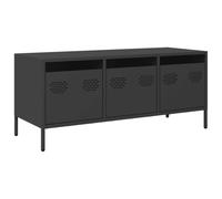 vidaXL Mueble para TV Acero Laminado en frío Negro 101,5x39x43,5 cm, Soporte de TV, aparador de TV, Mueble bajo, Banco de TV, Mueble de Metal