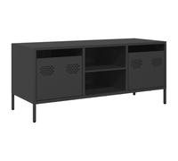 vidaXL Mueble para TV Acero Laminado en frío Negro 101,5x39x43,5 cm, Soporte de TV, aparador de TV, Mueble bajo, Banco de TV, Mueble de Metal