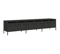 vidaXL Mueble para TV Acero Laminado en frío Negro 202x39x43,5 cm, Soporte de TV, aparador de TV, Armario TV, Banco de TV, Mueble de Metal
