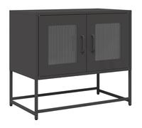vidaXL Mueble para TV Acero Laminado en frío Negro 68x39x60,5 cm, Soporte de TV, aparador de TV, Mueble de Alta fidelidad, Banco de TV, Mueble de TV