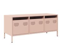vidaXL Mueble para TV Acero Laminado en frío Rosa 101,5x39x43,5 cm, Soporte de TV, aparador de TV, Mueble bajo, Banco de TV, Mueble de Metal