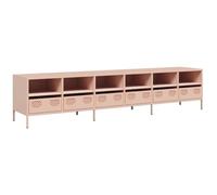 vidaXL Mueble para TV Acero Laminado en frío Rosa 202x39x43,5 cm, Soporte de TV, aparador de TV, Armario TV, Banco de TV, Mueble de Metal, Mueble HiFi