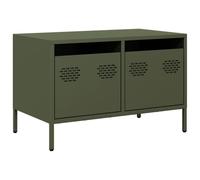 vidaXL Mueble para TV Acero Laminado en frío Verde Oliva 68x39x43,5 cm, Soporte de TV, aparador de TV, Mueble bajo, Banco de TV, Mueble de Metal