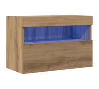 vidaXL Mueble para TV con Luces LED, Roble Artesanal, 60 x 30 x 40 cm, Madera de ingeniería, con cajón Tradicional. Es una Unidad de Almacenamiento Multimedia Moderna para la Sala de Estar, Ideal co