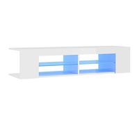 vidaXL Mueble para TV con Luces LED Soporte Armario Aparador Estante Salón Sala de Estar Decoración Entretenimiento Blanco Brillante 135x39x30 cm