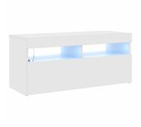vidaXL Mueble para TV con Luces LED Soporte Armario Aparador Estante Salón Sala de Estar Decoración Entretenimiento Blanco Brillante 90x35x40 cm