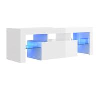 vidaXL Mueble para TV con Luces LED Soporte Armario Aparador Estante Salón Sala de Estar Decoración Entretenimiento Blanco Brillante 120x35x40 cm