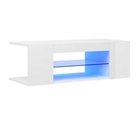 vidaXL Mueble para TV con Luces LED Soporte Armario Aparador Estante Salón Sala de Estar Decoración Entretenimiento Blanco Brillante 90x39x30 cm