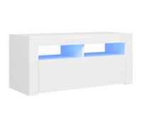 vidaXL Mueble para TV con Luces LED Soporte Armario Aparador Estante Salón Sala de Estar Decoración Entretenimiento Blanco 90x35x40 cm