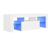 vidaXL Mueble para TV con Luces LED Soporte Armario Aparador Estante Salón Sala de Estar Decoración Entretenimiento Blanco 120x35x40 cm