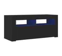 vidaXL Mueble para TV con Luces LED Soporte Armario Aparador Estante Salón Sala de Estar Decoración Entretenimiento Negro 90x35x40 cm