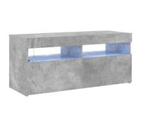 vidaXL Mueble para TV con Luces LED Soporte Armario Aparador Estante Salón Sala de Estar Decoración Entretenimiento Gris Hormigón 90x35x40 cm