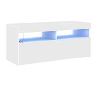 vidaXL Mueble para TV con Luces LED Soporte Armario Aparador Estante Salón Sala de Estar Decoración Entretenimiento Blanco 90x35x40 cm