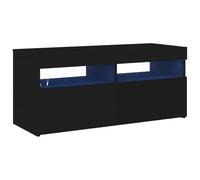 vidaXL Mueble para TV con Luces LED Soporte Armario Aparador Estante Salón Sala de Estar Dormitorio Decoración Entretenimiento Negro 90x35x40 cm
