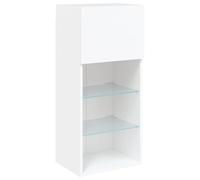 vidaXL Mueble para TV con Luces LED, Soporte Flotante con Almacenaje, Armario Consola de Pared, Mueble Multimedia de Salón Dormitorio, Blanco