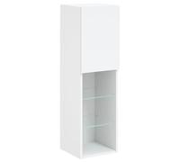 vidaXL Mueble para TV con Luces LED, Soporte Flotante con Almacenaje, Armario Consola de Pared, Mueble Multimedia de Salón Dormitorio, Blanco