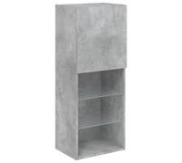 vidaXL Mueble para TV con Luces LED, Soporte Flotante con Almacenaje, Armario Consola de Pared, Mueble Multimedia de Salón Dormitorio, Gris Hormigón