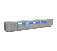 vidaXL Mueble para TV con Luces LED Soporte Mobiliario Aparador Estante Salón Sala de Estar Dormitorio Decoración Gris Hormigón 260x35x40 cm