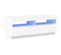 vidaXL Mueble para TV con Luces LED Soporte Mobiliario Aparador Estante Salón Sala de Estar Dormitorio Decoración Blanco Brillante 100x35x40 cm