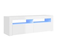 vidaXL Mueble para TV con Luces LED Soporte Mobiliario Aparador Estante Salón Sala de Estar Dormitorio Decoración Blanco Brillante 120x35x40 cm
