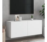 vidaXL Mueble para TV de Pared, Soporte Colgante con Almacenaje, Armario Consola Flotante, Mueble Multimedia para Salón Dormitorio, Blanco