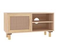 Mueble Para Tv Madera Maciza Pino Y Ratán Natural 80x30x40 Cm Vidaxl