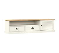 vidaXL Mueble para TV Vigo Madera Maciza de Pino Blanco 156x40x40 cm, Soporte de TV, Mueble Multimedia, Armario Auxiliar, Armario de TV
