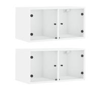 vidaXL Mueble Pared con Puertas de Vidrio 2 uds Blanco 68,5x37x35 cm