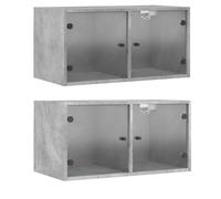 vidaXL Mueble Pared Puertas Vidrio 2 uds Gris hormigón 68,5x37x35 cm