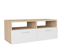vidaXL Mueble TV 95x35x36 cm Blanco Color Roble Mobiliario Estación Multimedia