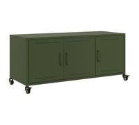 vidaXL Mueble TV Acero Laminado en frío Verde Oliva 100,5x39x43,5 cm