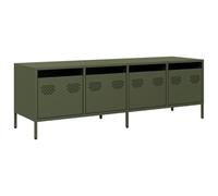 vidaXL Mueble TV Acero Laminado en frío Verde Oliva 135x39x43,5 cm, Soporte de TV, aparador de TV, Mueble bajo, Banco de TV, Mueble de Metal