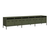 vidaXL Mueble TV Acero Laminado en frío Verde Oliva 202x39x43,5 cm, Soporte de TV, aparador de TV, Armario TV, Banco de TV, Mueble de Metal