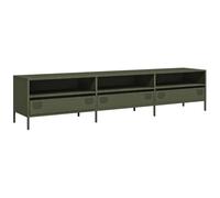 vidaXL Mueble TV Acero Laminado en frío Verde Oliva 202x39x43,5 cm, Soporte de TV, aparador de TV, Mueble bajo, Banco de TV, Mueble de Metal